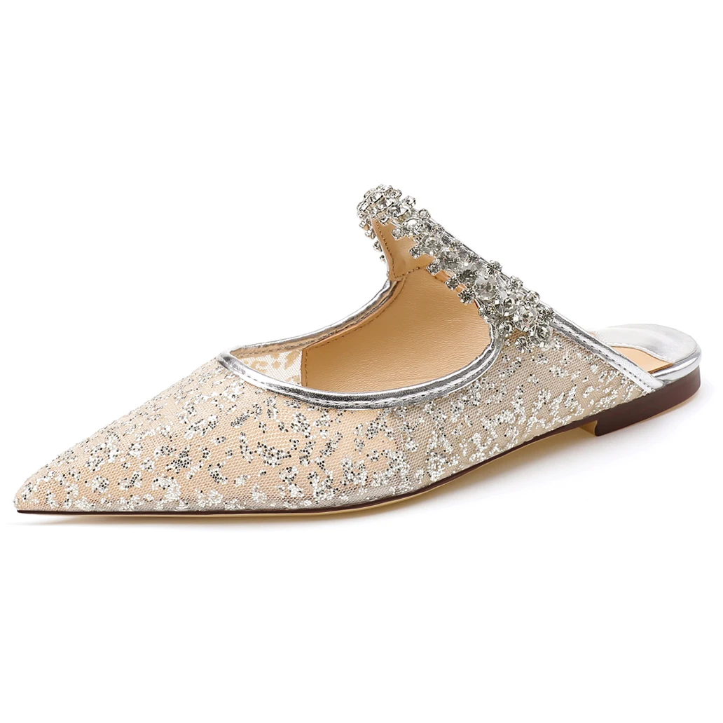 【Médisez la longueur de vos pieds avant de commander】 Cristaux Luxry Femmes Sandales à talons à lanières Chaussures plates à la 77-CHC-33