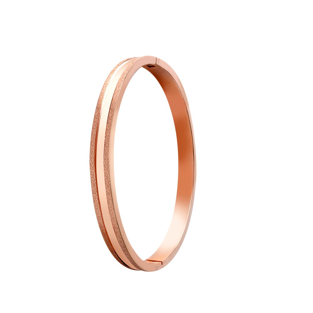 Fine4u b058 manguito pulseira para mulher 316l aço inoxidável sandblasted pulseiras & bangles 3 cores escolhas: Rosegold-6mm
