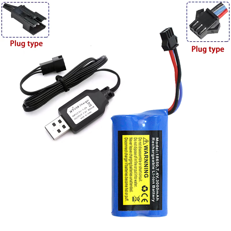 7.4V 3000mah Battery Charger MN82 Remote Control Car Battery MN128 MN78 LC79 for MN168 MN99S MN98 RC Stunt Car SM3P: Clear