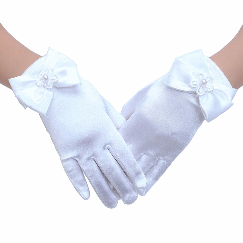 Meisjes Prachtige Satijn Fancy Handschoenen voor Speciale Gelegenheid Jurk Formele Bruiloft Pageant Party Korte Meisjes Handschoenen Prinses Jurk