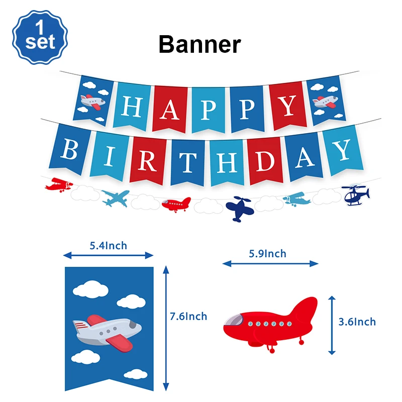 Airplane Foil Balloon Set 32in Number Balloons Banner Kids Boys Girls Airplane Birthday Decorations Aviator Baby Shower Supplies: DARK GRAY