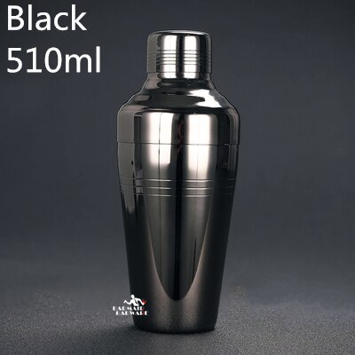 510Ml Rvs Cocktail Boston Bar Shaker Japanse Stijl Spiegel Afwerking Bar Wijn Drink Mixer Set: Black 510ml