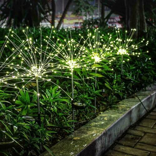 90 LED Solaire Alimenté Feux d'artifice Starburst Pieu Lampe de Jardin En Plein Air Fête