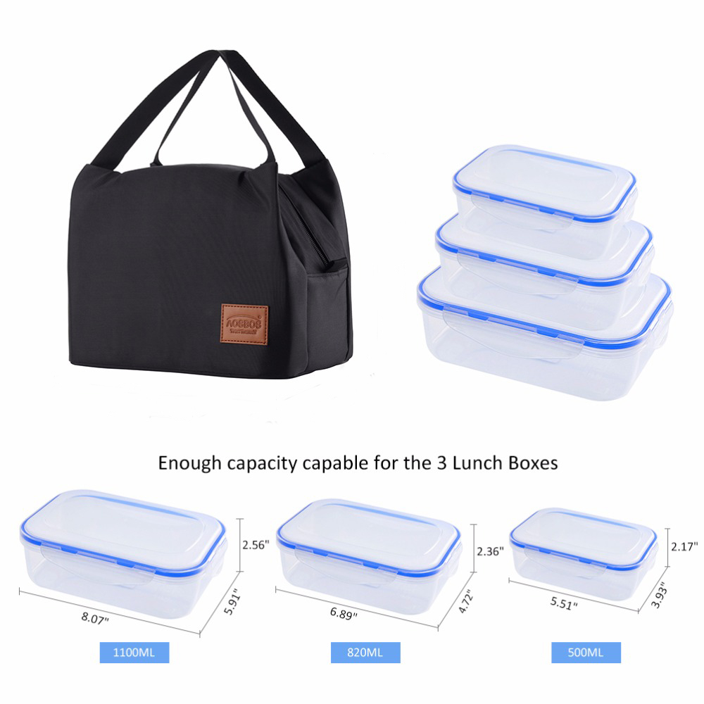 Aosbos Thermische Geïsoleerde Lunch Zakken Houden Voedsel Verse Lunchbox Tas Picknick Reizen Opslag Voor Vrouwen Kids Tote handtas