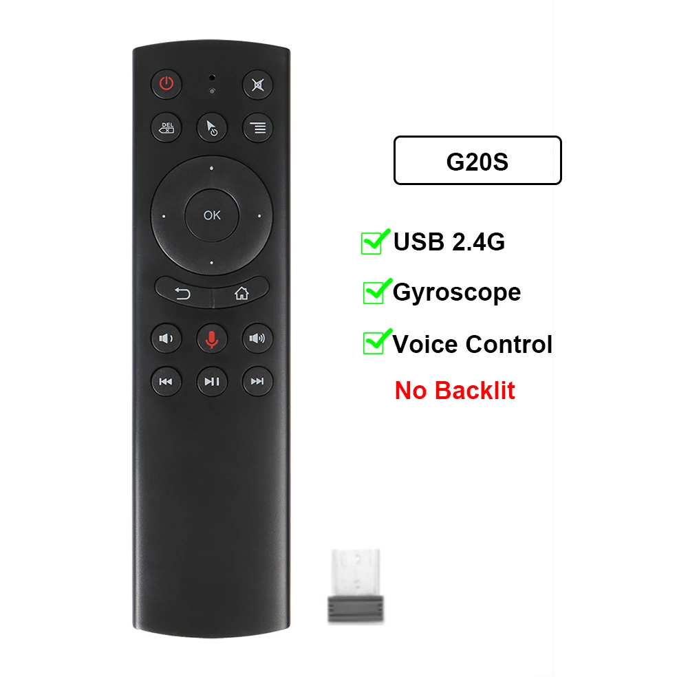 G20S PRO Inteligentny pilot głosowy 2.4G Bezprzewodowy podświetlany żyroskop BT5.0 Air Mouse Nauka na podczerwień dla Android TV Box G20 BTS Plus