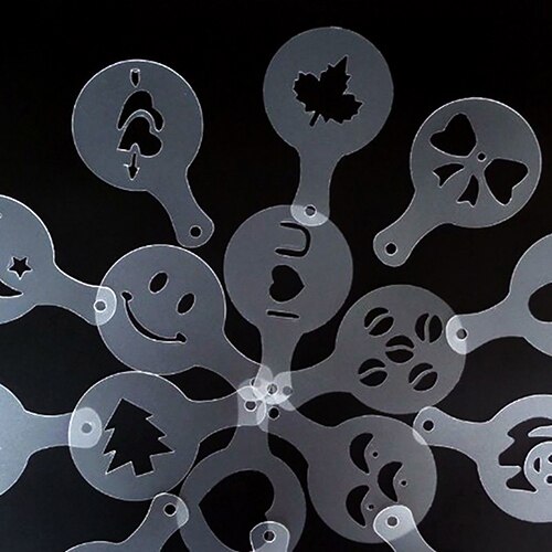16Pcs Coffee Art Stencil Cappuccino Latte Templates DIY Decoration Mold Coffee Cake Stencil Barista Decoration tools