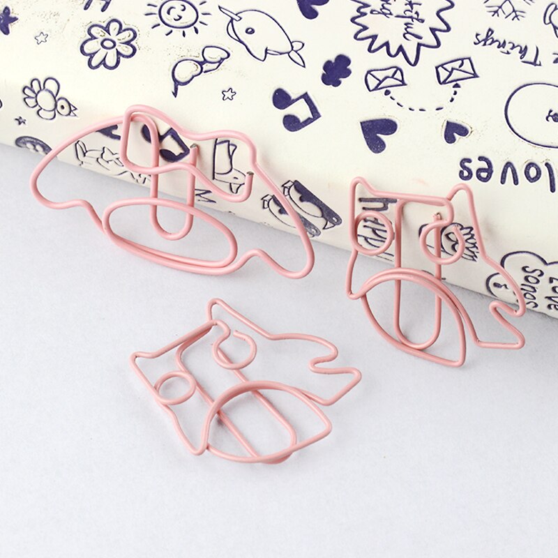 Mini Clip en métal en forme de trombone, dessin animé hibou rose, -page, mignon, planificateur, Accessoire de Bureau