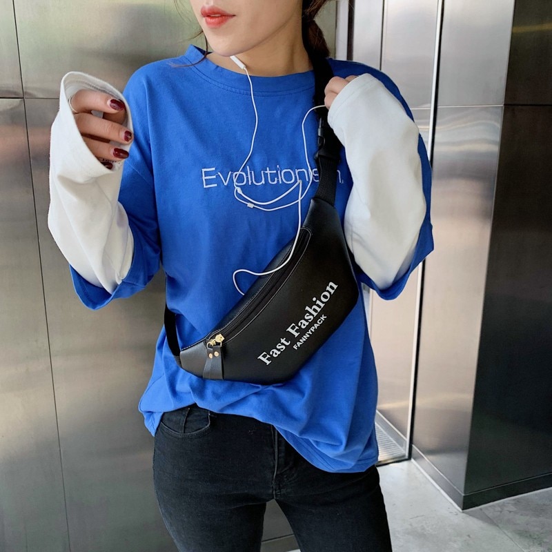 Sacchetto Della Vita delle donne di Cuoio DELL'UNITÀ di elaborazione di Banana Sacchetto Della Cinghia Del Sacchetto di Spalla Femminile Crossbody Petto Borse di Modo del Pacchetto di Fanny Lettera Della Borsa Hip bum Sacchetto