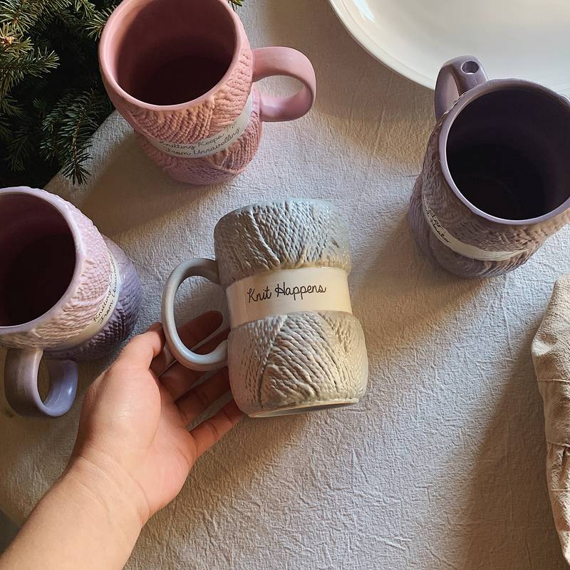 Kreative Bunte Wolle Keramik Becher kaffee becher Milch Tee büro Tassen Getränk sterben Beste geburtstag