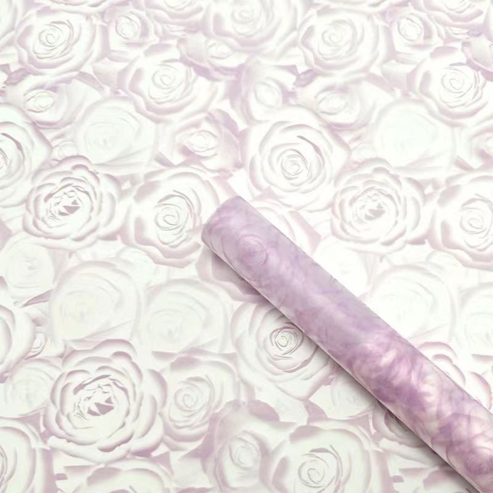 20 stuks bloem inpakpapier gouden rand roos Koreaanse stijl half transparant geschenkverpakking bloemist boeket inpakmateriaal: Paars