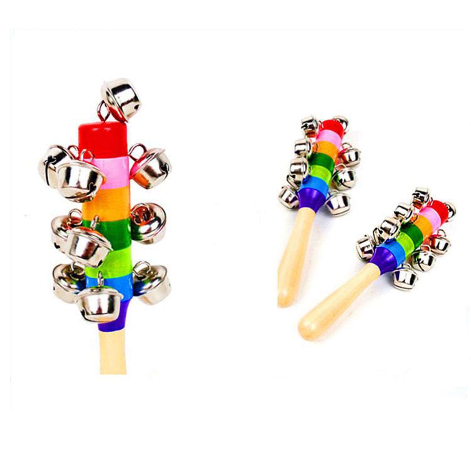 3 pièces noël main Jingle cloches main traîneau cloches w/ 10 Jingles boule décoration Instrument de musique Percussion jouet