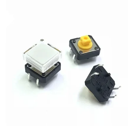 10 Stuks B3f Tactiele Drukknopschakelaar + A14 Kleur Hoed 10 Stuks + Transparante Dop 10 Stuks Kortstondige Tact Touch Microschakelaar 12*12*7.3Mm: GRIJS