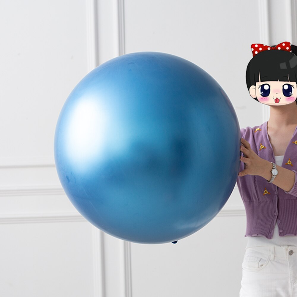 GIHOO 1pcs 36 Inch Metallic Latex Balloon Oversized Round Rose Gold Chrome Balloon For Baby Shower Wedding Birthday Party Decora: blue