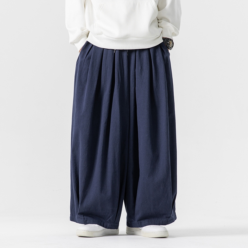 Stora herrbyxor med vida ben och elastisk midja, joggingbyxor med herrbyxor, casual, harembyxor, baggy, herr, mjukisbyxor, stor storlek 5xl: 4xl / Mörkblå