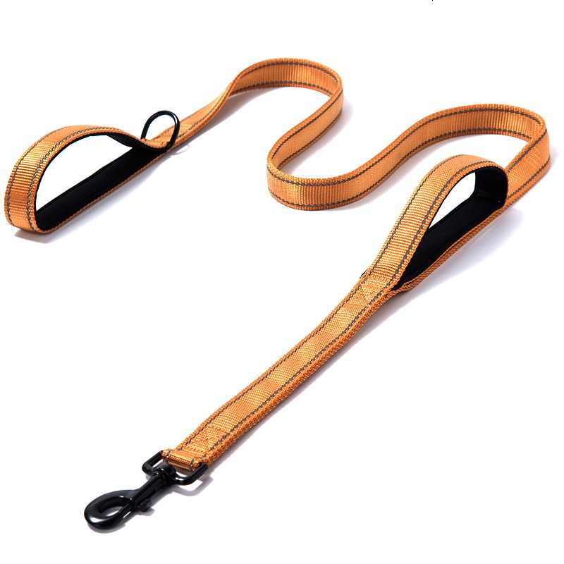 Benepaw Reflecterende Gewatteerde Hondenriem Twee Handvat Duurzaam Kleine Medium Grote Hond Pet Training Leash Nylon Lood 7 Kleuren: Oranje / L - 1.8M ( 5.9FT )