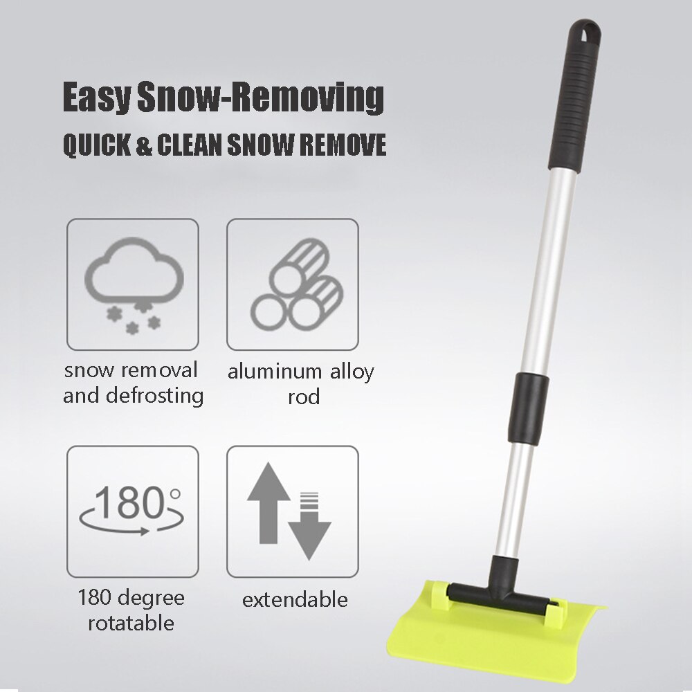 Uitschuifbare Sneeuwschuiver Ijskrabber Sneeuw Borstel 180 Graden Roterende Voor Auto Auto Suv Vorst Voorruit Cleaner Winter Tool