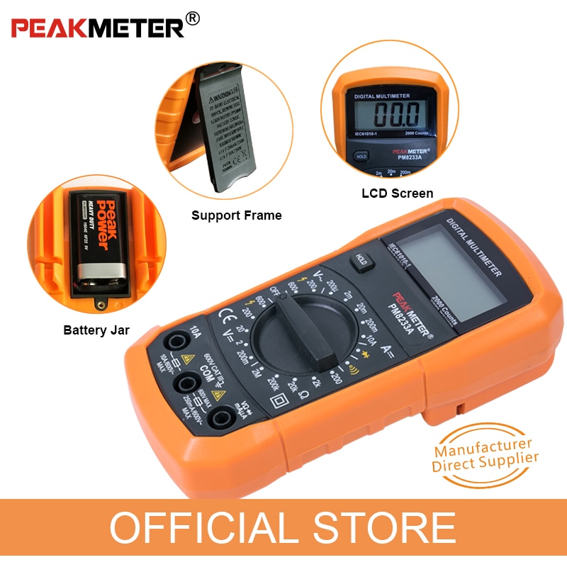 Official PEAKMETER PM8233A Auto manual Range Digital Multimeter with TRMS 1000V Temperature capacitance frequency Test