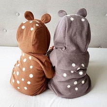 Baby Bruin 3D Herten Romper Katoen Herfst Sika Herten Lange Mouwen Meisje Jongen Kleding Leuke Winter Hooded Jumpsuit Baby