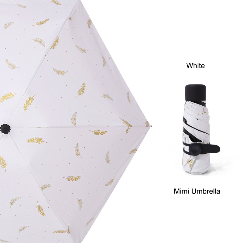 Som regn automatisk foldbar paraply regn kvinde vindtæt børns paraply til regn og sol anti uv parasol uby 04: Mini hvid