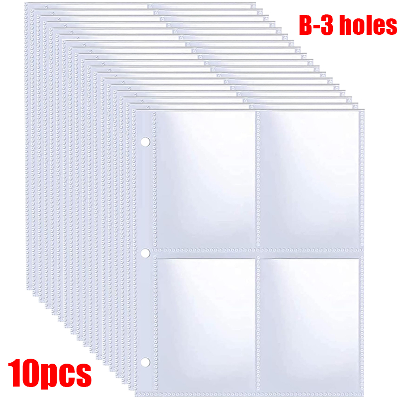 5/50pcs 4-Pocket Binder Photocards Holder Binder Background Paper Kpop Photo Album 6/3 Holes Inner Page Photo Card Binder Sleeve: Yellow