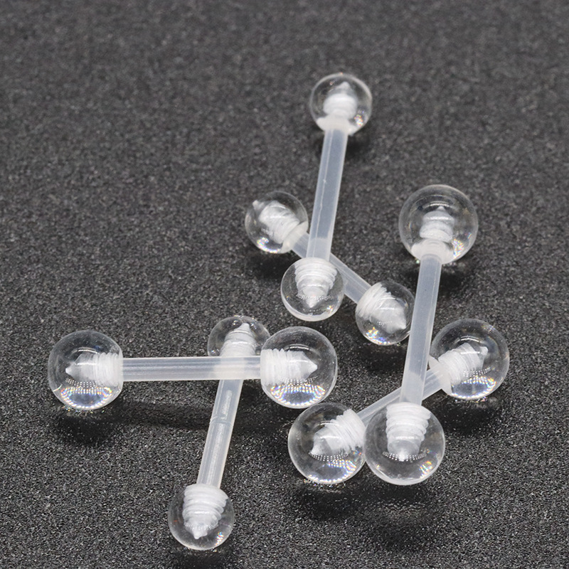 30pc Clear Acrylic Labret Lip Monroe Piercings – 16G 3/8" (10mm) Shaft Retainers