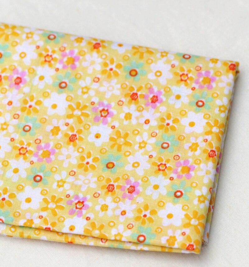 7pieces/lot Yellow mixed flower pattern 25cmx25cm cotton fabric patchwork bundle fabrics cloth sewing DIY