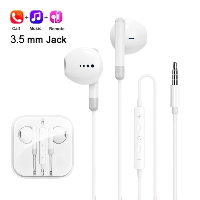 Headphones For Xiaomi 13 12 11 10 Pro Ultra Wired Earphone For Redmi Note 10 11 12 Turbo 3.5mm In-Ear Earbuds Accessories: WHITE