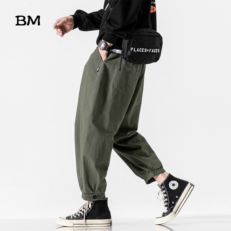 Japansk streetwear khaki bukser kpop koreansk stil tøj hip hop joggers mænd sport mode tøj army casual harem bukser