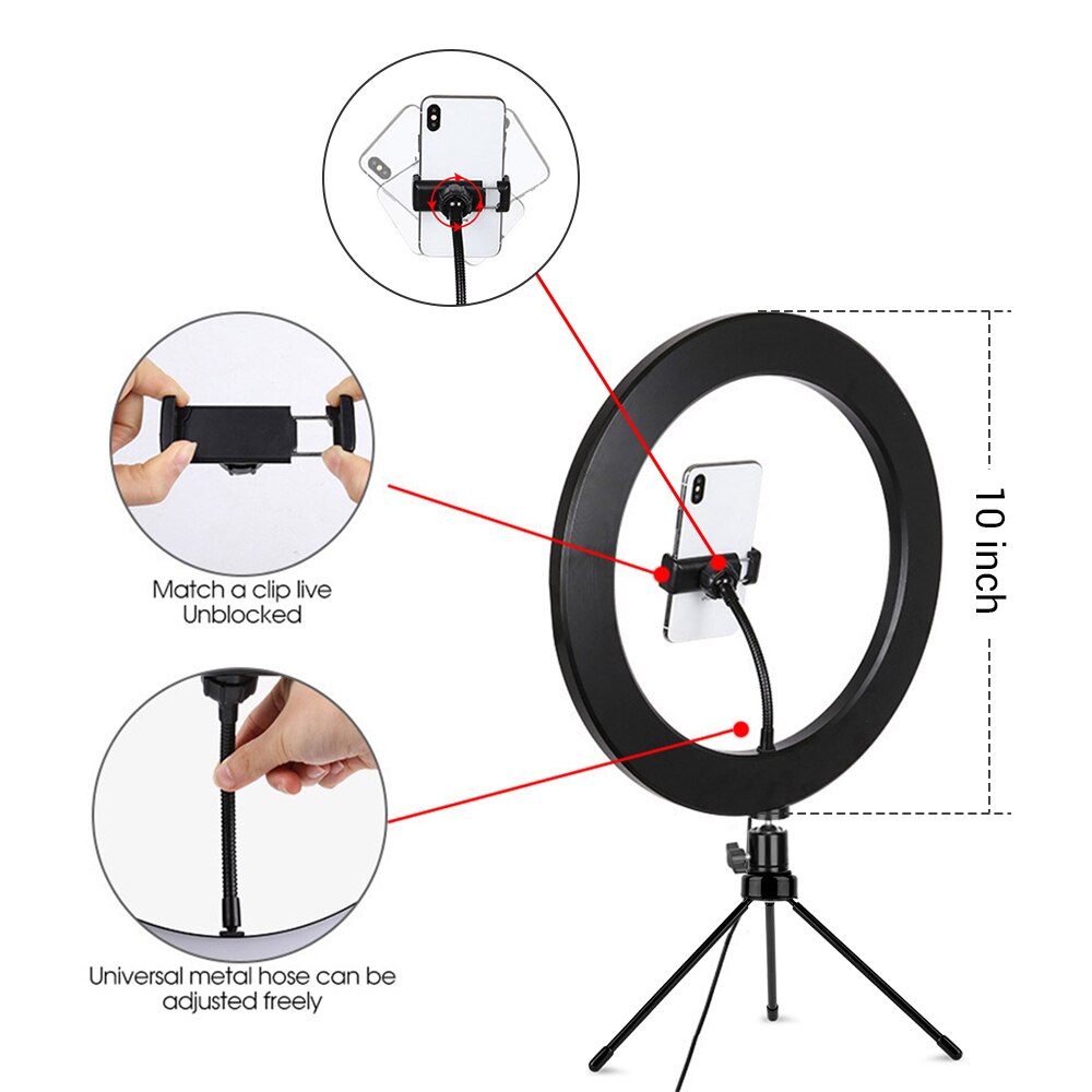 2x LED Selfie Ring Light - 10 Inch - with Stand - for Video Photo Photography Live Stream Makeup