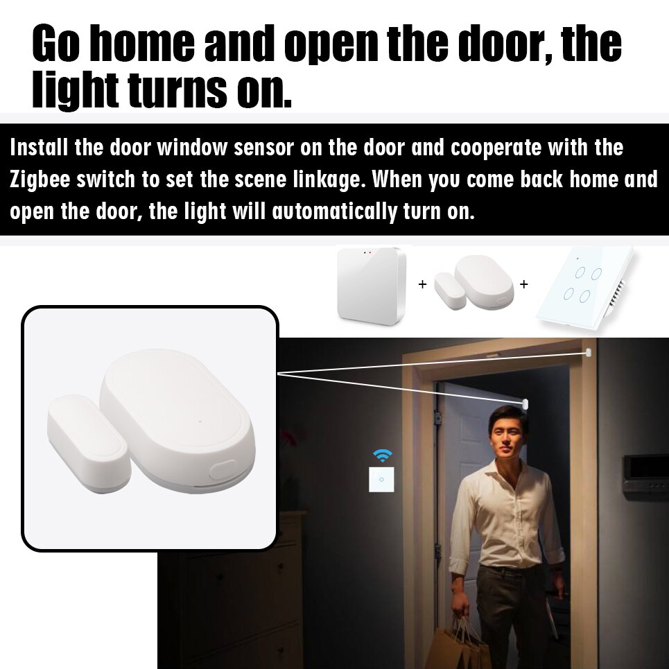 Zigbee smart home trådløs intelligent bevægelig gateway hub, menneskelig krop sensor, dør vindue sensor, temperatur fugtighed sensor