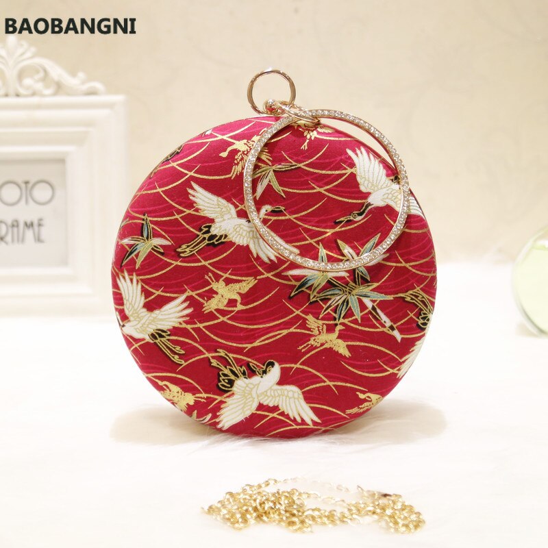 Borsa da sera rotonda retrò da donna anelli di moda blu pochette con diamanti borsa da donna con ricamo borse da festa di nozze