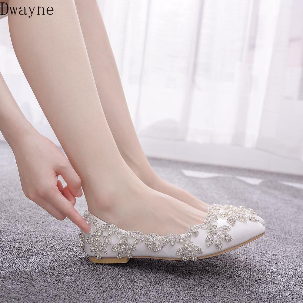 Zapatos de boda de cristal de gran tamaño, zapatos de cristal para vestido de , zapatos individuales de lujo con diamantes de imitación, zapatos planos para mujer 42,43