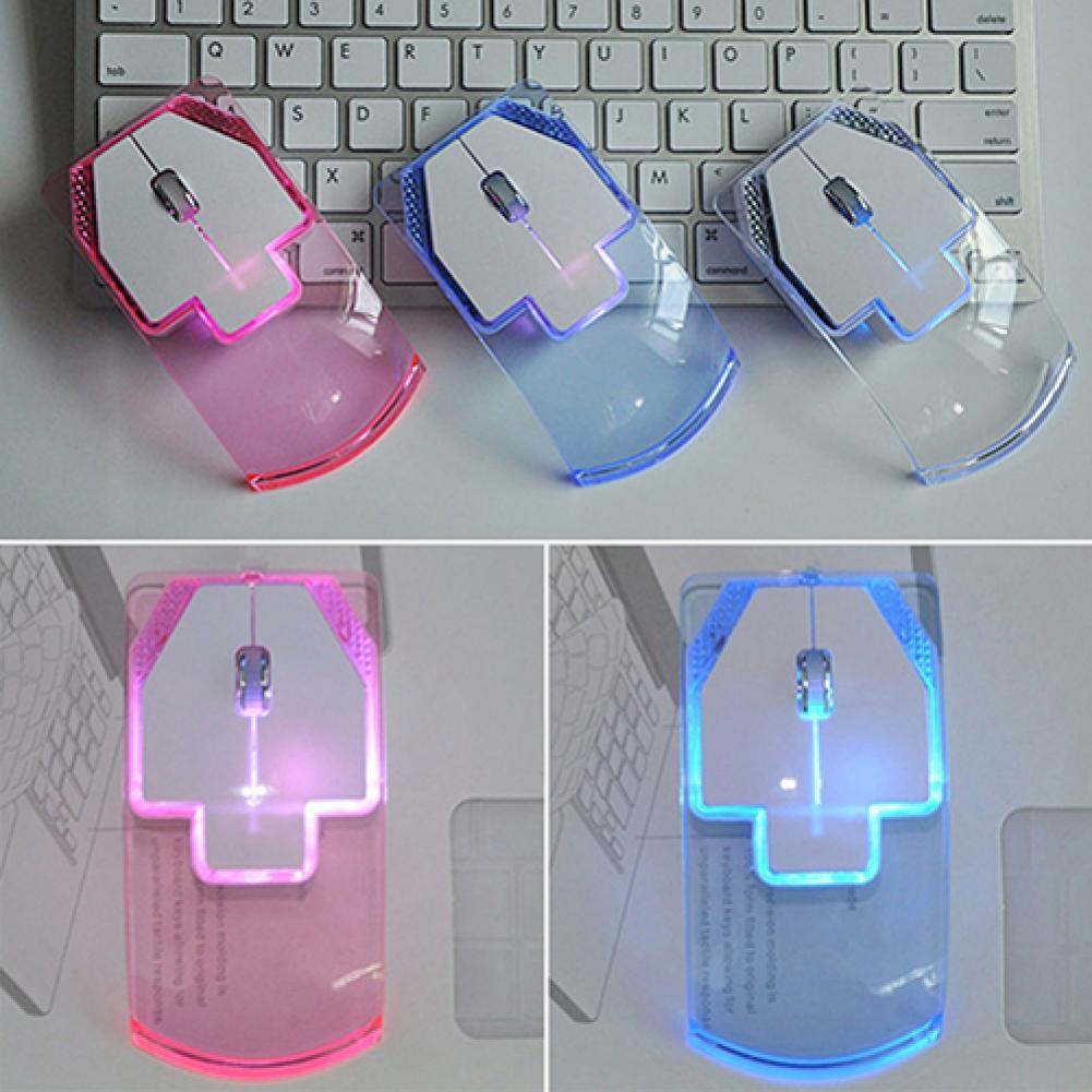 Ultra-thin Transparent 1200DPI 2.4GHz Wireless Optical Luminous Mouse for PC Desktop Laptop Notebook