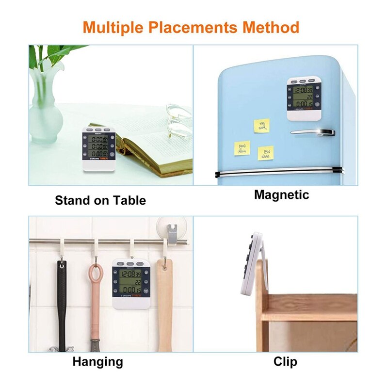 YS Digital Timer 100 Hour Triple Count Down/Up Timer Kitchen Cooking Timer,with Large Display,net Bracket,Alarm Clock