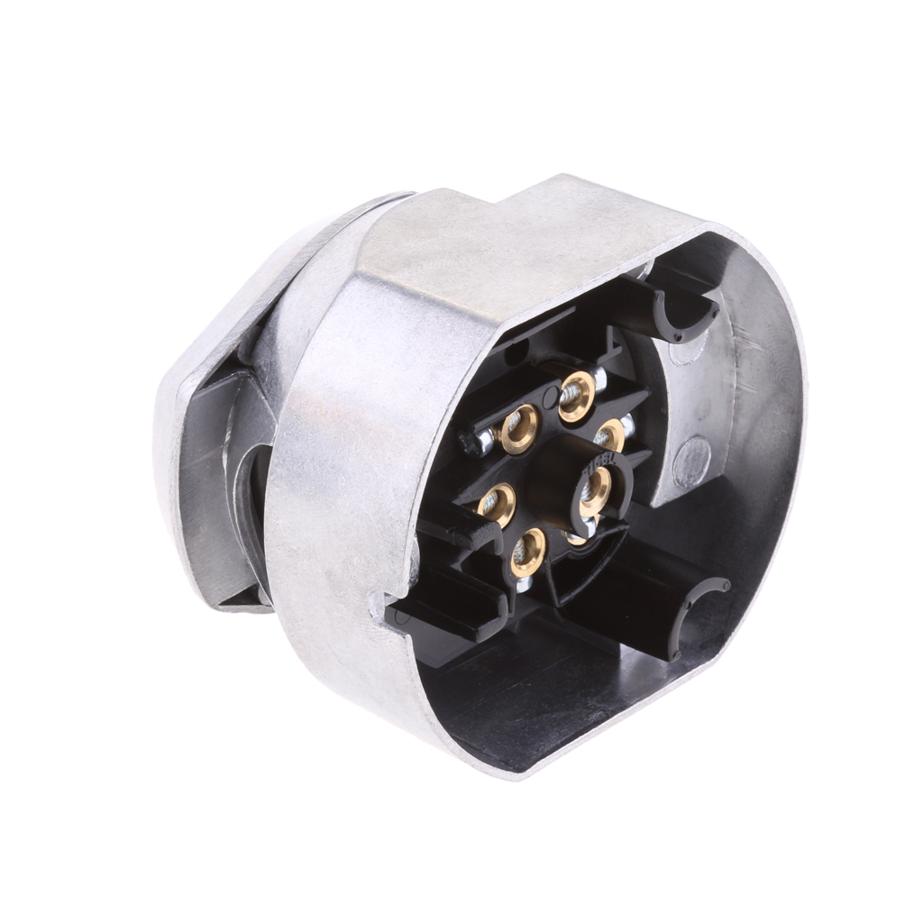 7 Pin Metal Trailer Plug &amp; Socket Caravan Towbar Wiring Towing Electrics