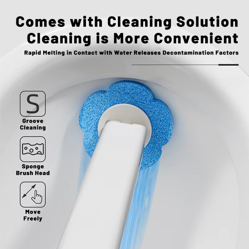 Limpiador de escobilla de baño desechable, Kit de limpieza de baño con mango largo, cabezal reemplazable, cepillo para inodoro, herramienta de accesorios para WC