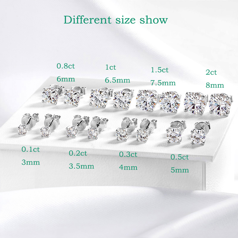 Smyoue 2ct 8Mm Test Geslaagd Moissanite Studs Oorbellen Voor Mannen Vrouwen S925 Zilver Geplatineerd Bruid Bruiloft Diamanten Studs