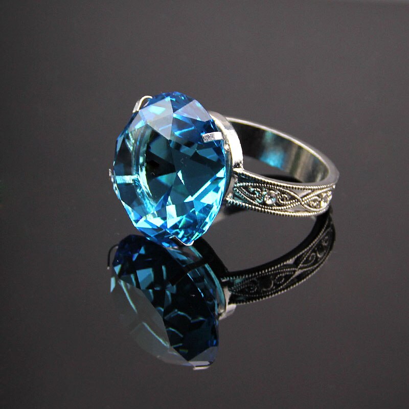 Crystal Glass Diamond Napkin Rings Table Decoration Crafts Wedding Banquet Dinner Party Birthday Home Ornaments 11 Colors: sky blue