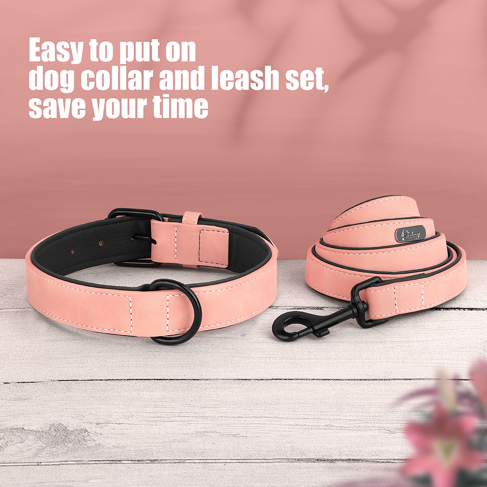 Ensemble de laisse de collier de chien en cuir PU, colliers de chiot rembourrés et souples, collier réglable pour animaux de compagnie avec plomb de marche pour petits et grands chiens carlin: XL / plum