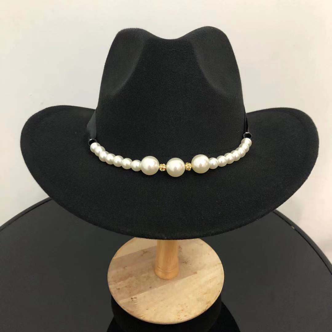 Cowboy Fedora Hoed Mannen Wolvilt Dames Heren Rolled Edge Cowgirl Jazz Hoed Met Lederen Fedora Hoed Ridder hoed Grote Panama: 9