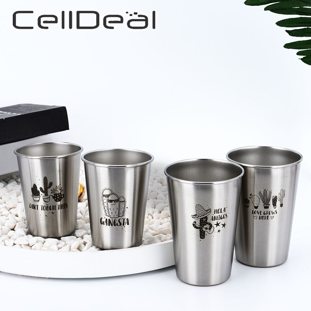 350/500ML Beer Cup Nordic Ins Metal Cactus Series Lovers Cup Durable Wine Cups Household Office Use Gargle Cups