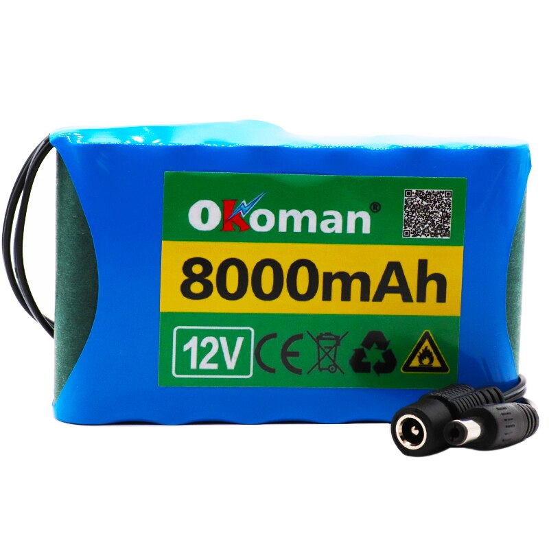 Okoman la nouvelle batterie 12V 8Ah 18650 Rechargeable Lithium Ion batterie capacité DC 12.6V 8000mAh CCTV Cam moniteur