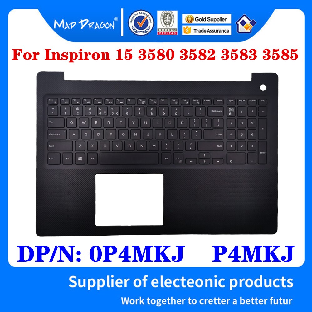 Novo original palmrest capa superior teclado c escudo preto para dell inspiron 15 3580 3582 3583 3585 0p4mkj p4mkj 086hkp 86hkp