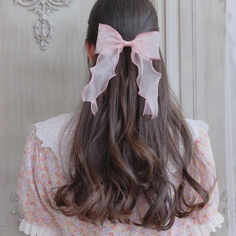 Nœuds de cheveux en mousseline de soie | Nœud de cheveux coréen frais filles accessoires de cheveux mignons, couvre-chef