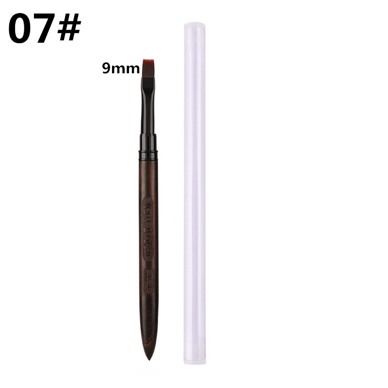 Pincel redondo con mango de madera para decoración de uñas, espátula Triangular, línea de pintura de dibujo, herramientas de manicura de Metal redondas y planas: Verde militar