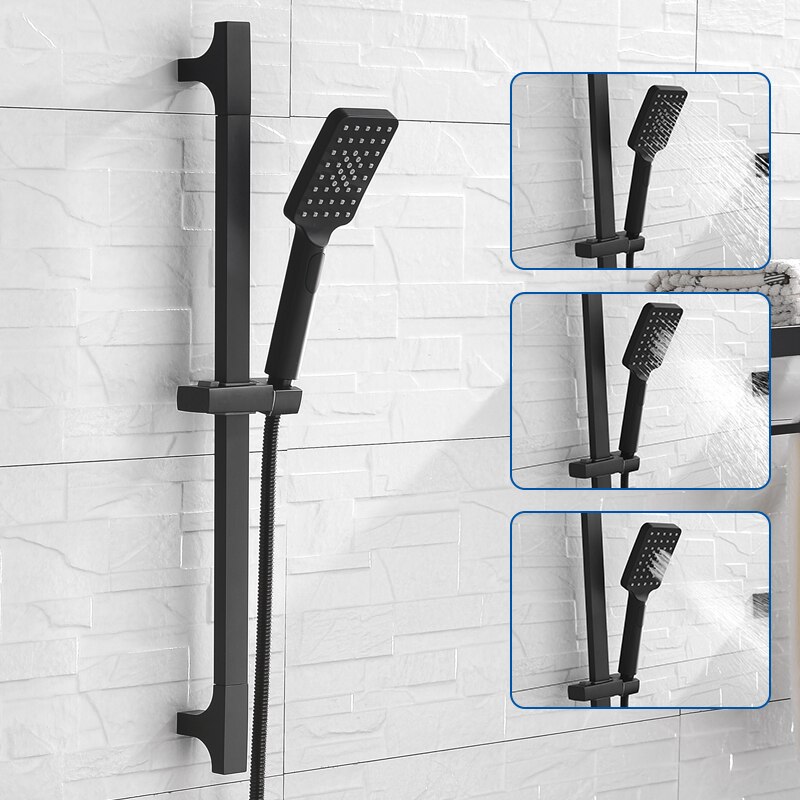 Zwart Douche Sliding Bar Wall Mounted Douche Bar Verstelbare Sliding Rail Set 3 Functie Douche Minimalistische Stijl