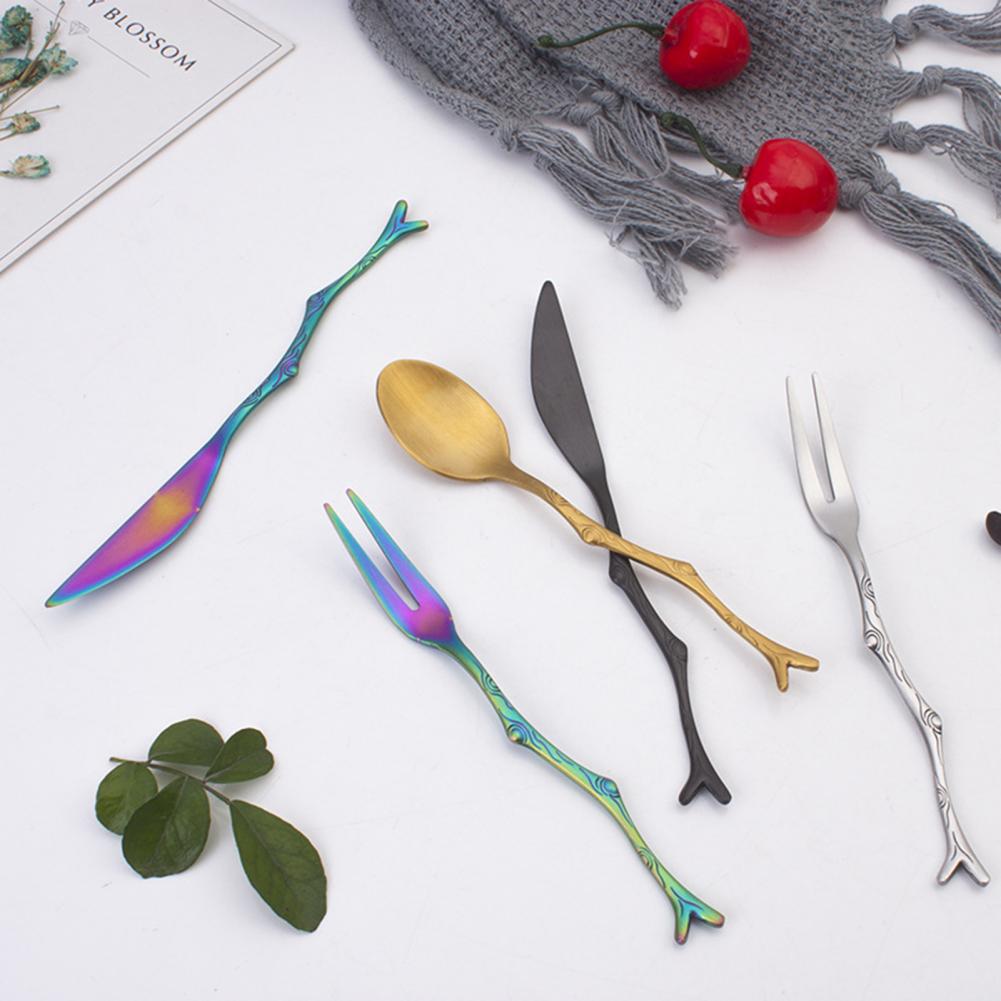 Dinner Knife Stainless Steel Dinner Spoon Anti-deform Multi-use Unique Practical Tree Branch Shape Dinner Spoon Table Fork