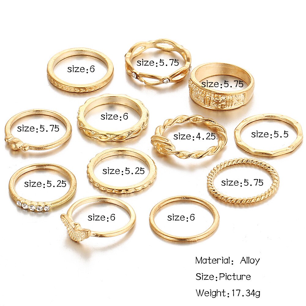 Rinhoo 5/12 Psc/set Crystal Ring Set Ring Charm Heart For Woman Simulation Pearl Rings Party Jewelry