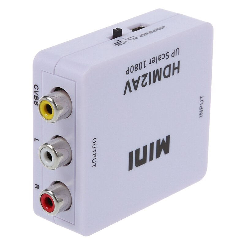 Hdmi-signaali analogiseen signaaliin usb-virtalähde mini-hdmi-rca-komposiittivideo- tai av-sovittimella