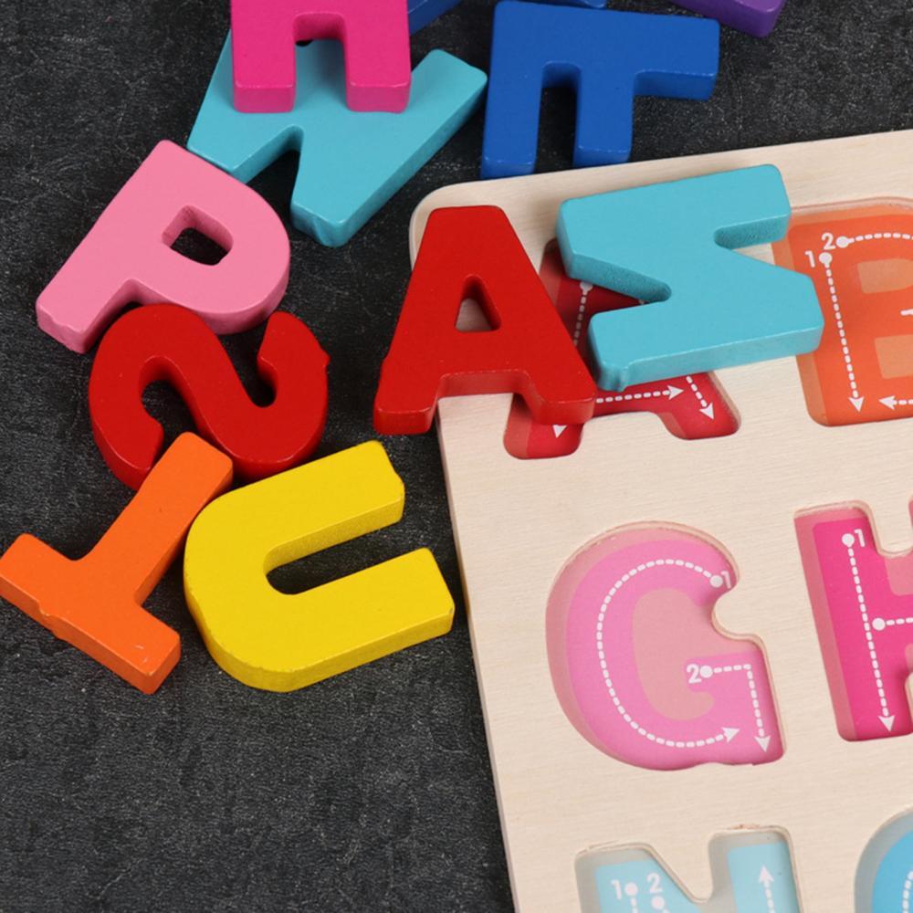 Baby Vroege Onderwijs Intelligentie Ontwikkeling Alfabet Abc Nummers Houten Puzzels Board Educatief Kinderen Speelgoed Leren